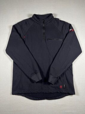Ariat Flame Resistant Rev Quarter Zip Work Top Sweater Dark Navy Mens Size M